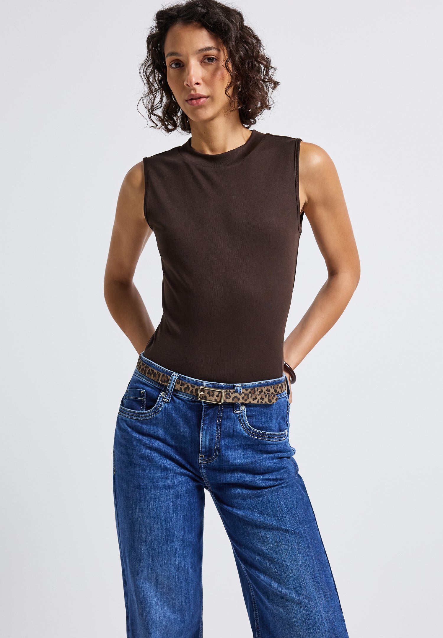 Street One Damen Ledergürtel Animal Print Metallschnalle