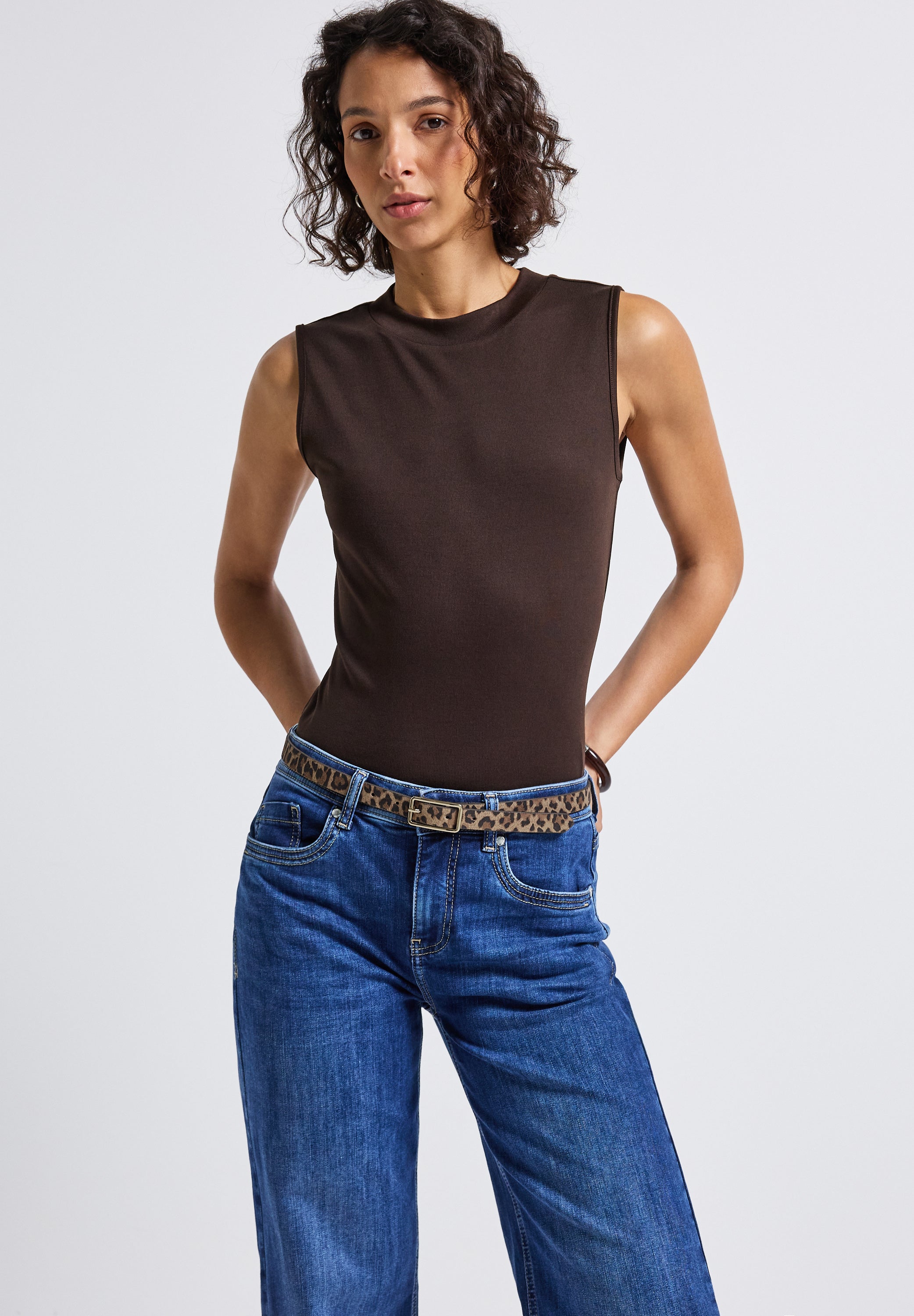 Street One Damen Ledergürtel Animal Print Metallschnalle