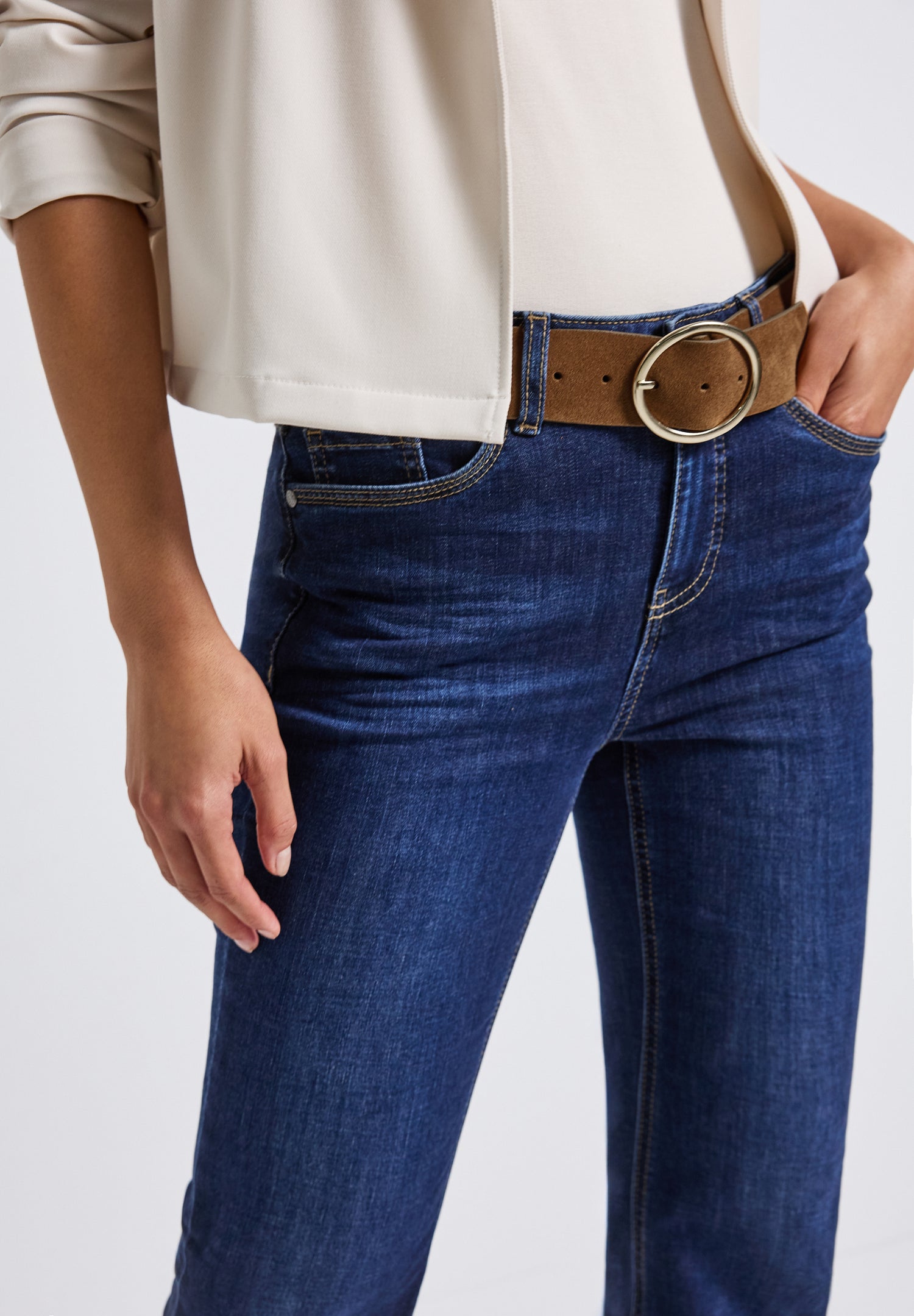 Street One Damen Gürtel Velours Ovale Schnalle Leder