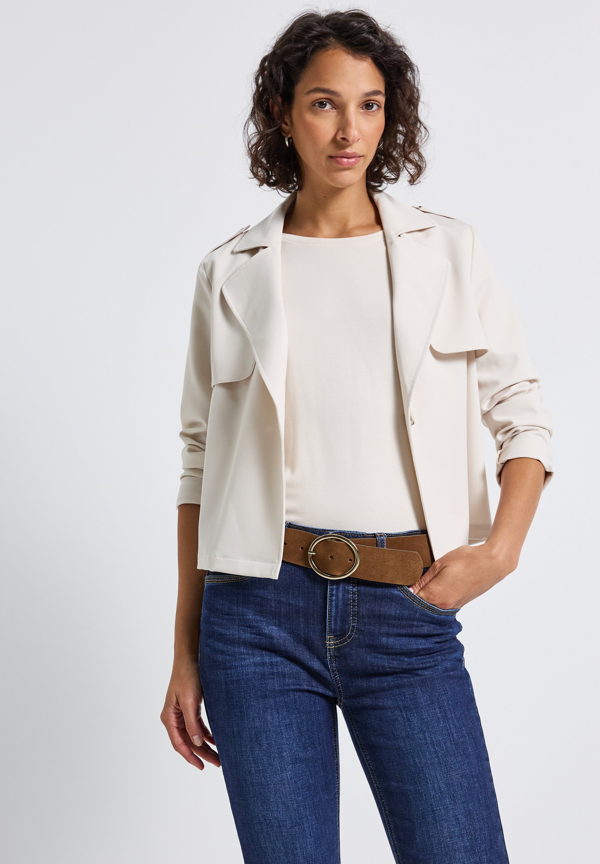 Street One Damen Gürtel Velours Ovale Schnalle Leder