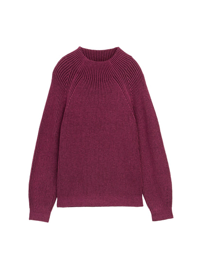 Tom Tailor Denim Female Pullover Loose Fit Stehkragen Rippstruktur Wolle