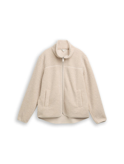 Teddy Sweatjacke mit Stehkragen