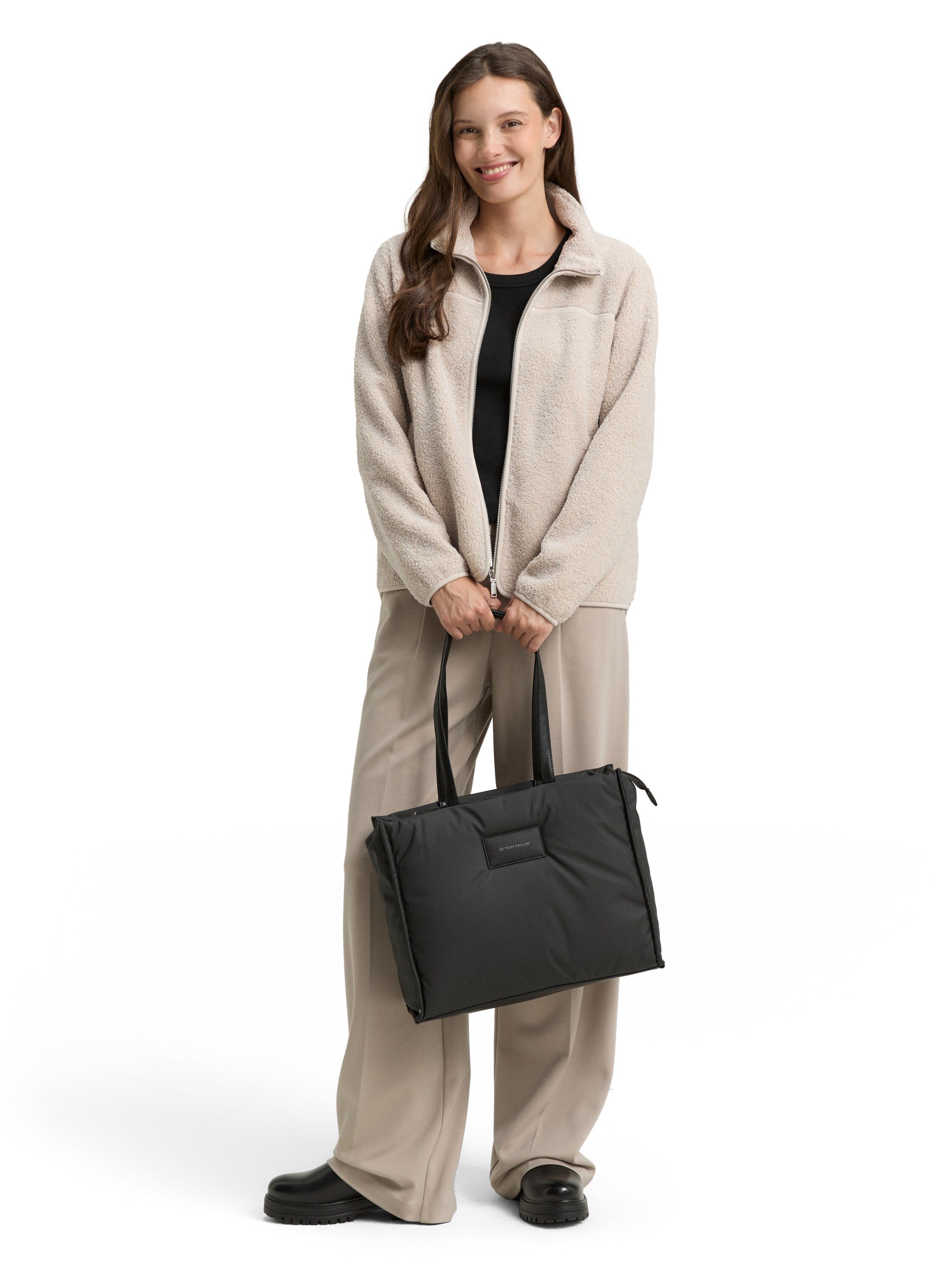 Teddy Sweatjacke mit Stehkragen