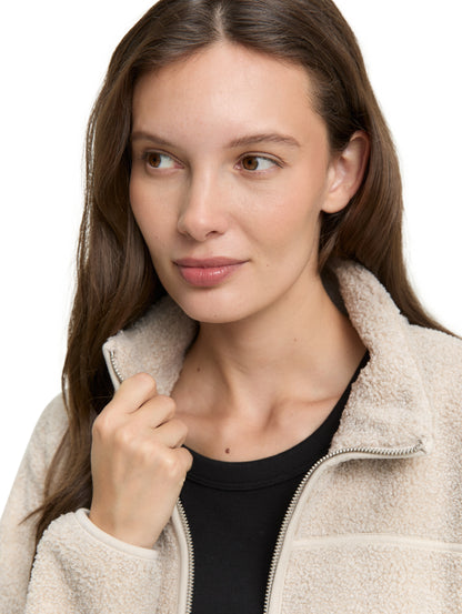 Teddy Sweatjacke mit Stehkragen