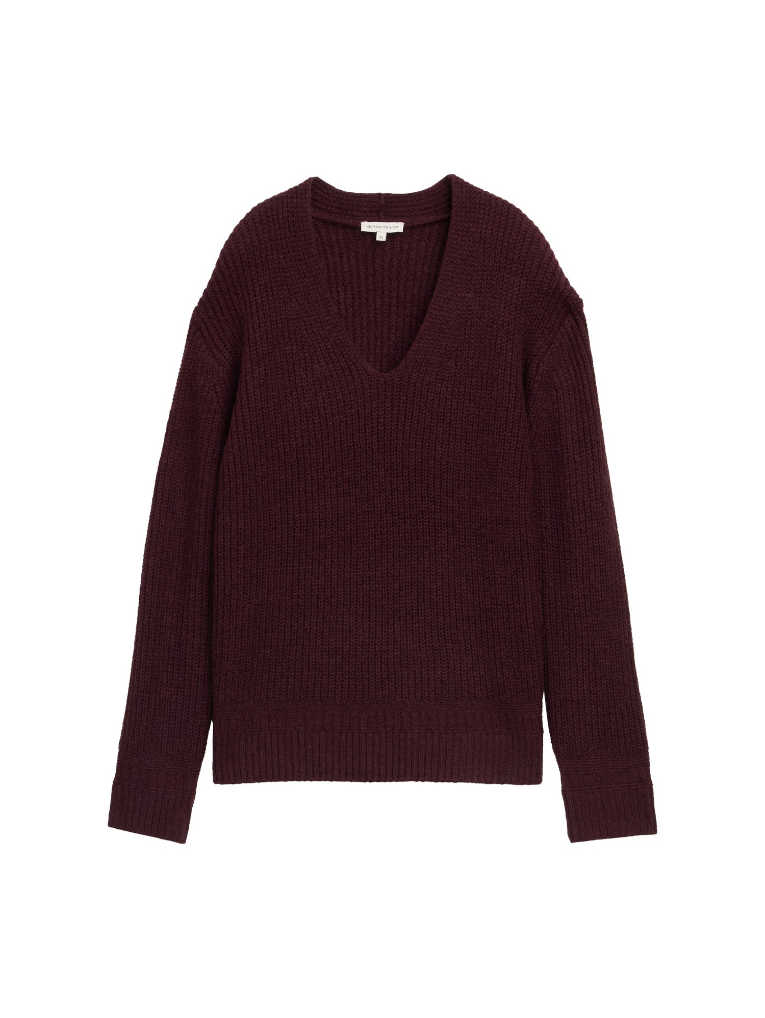 Tom Tailor Denim Female Pullover V-Ausschnitt Regular Fit Rippstruktur