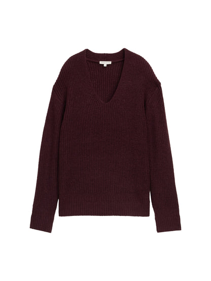 Tom Tailor Denim Female Pullover V-Ausschnitt Regular Fit Rippstruktur
