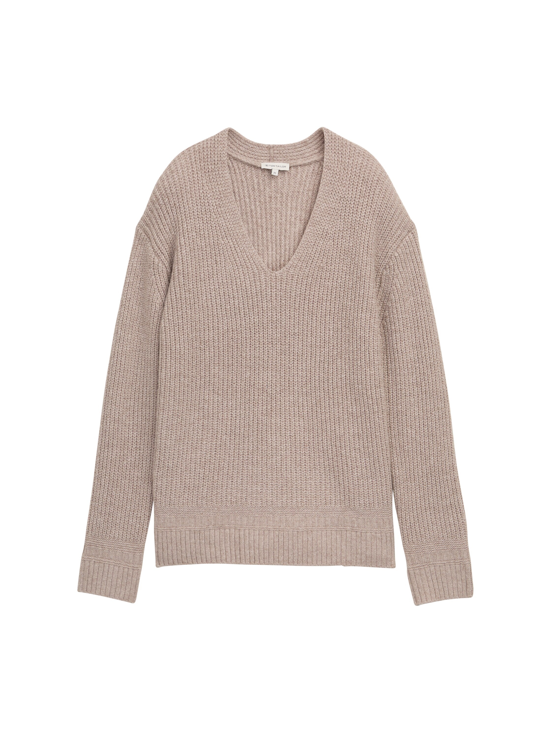 Tom Tailor Denim Female Pullover V-Ausschnitt Regular Fit Rippstruktur