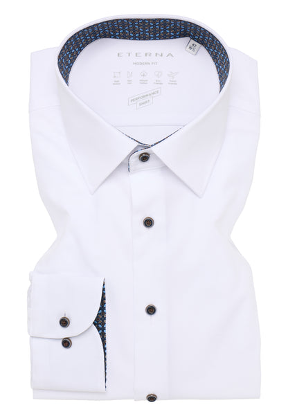 Eterna Herren Langarmshirt Slim Fit Stretch Baumwolle Polyester Elasthan