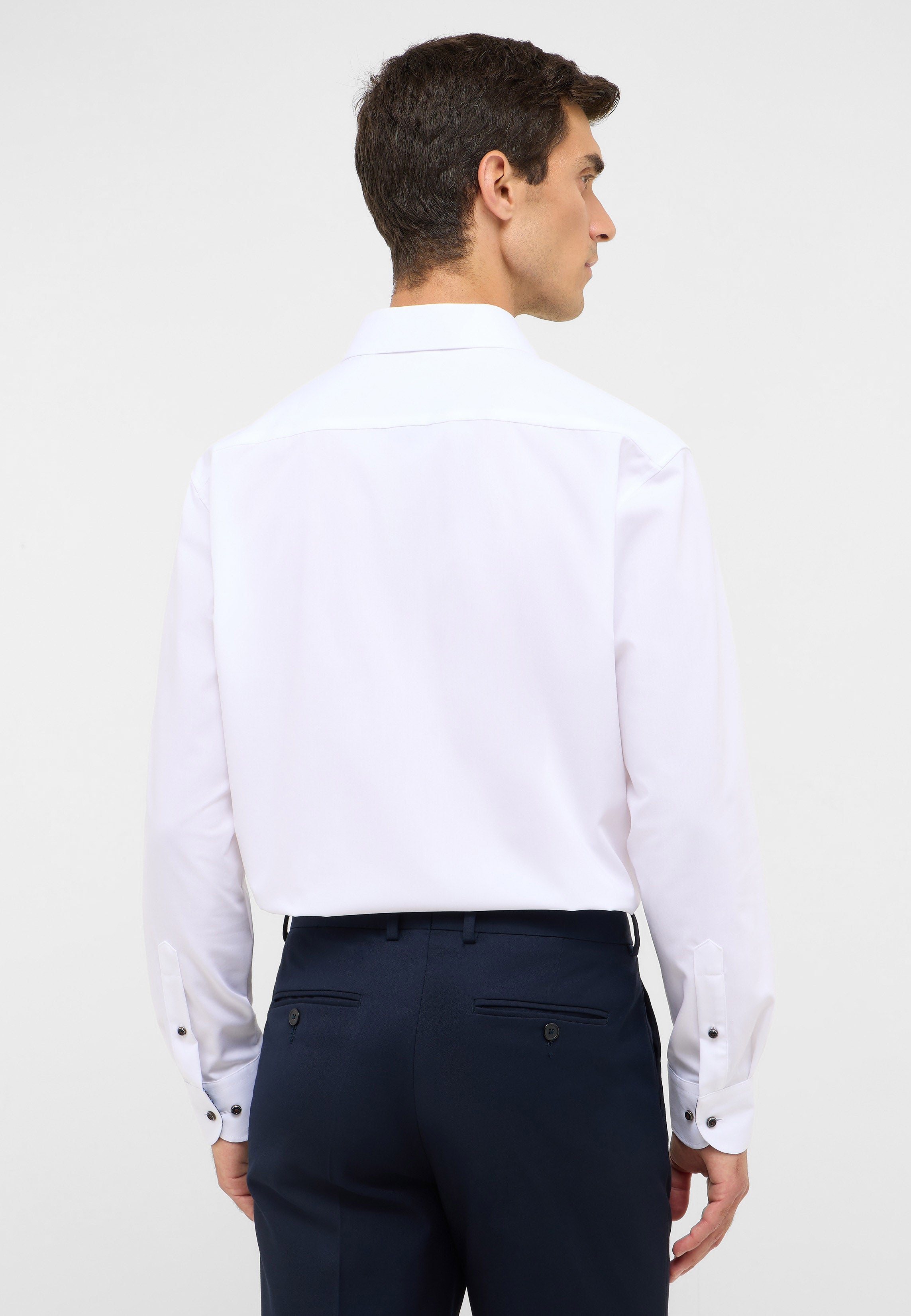 Eterna Herren Langarmshirt Slim Fit Stretch Baumwolle Polyester Elasthan