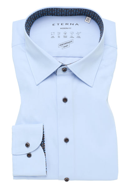 Eterna Herren Langarmshirt Slim Fit Stretch Baumwolle Polyester Elasthan