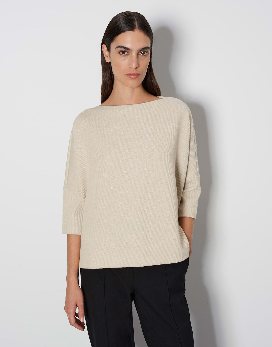 Fashionista Glitzer Sweatshirt Damen Oversize 3/4 Arm