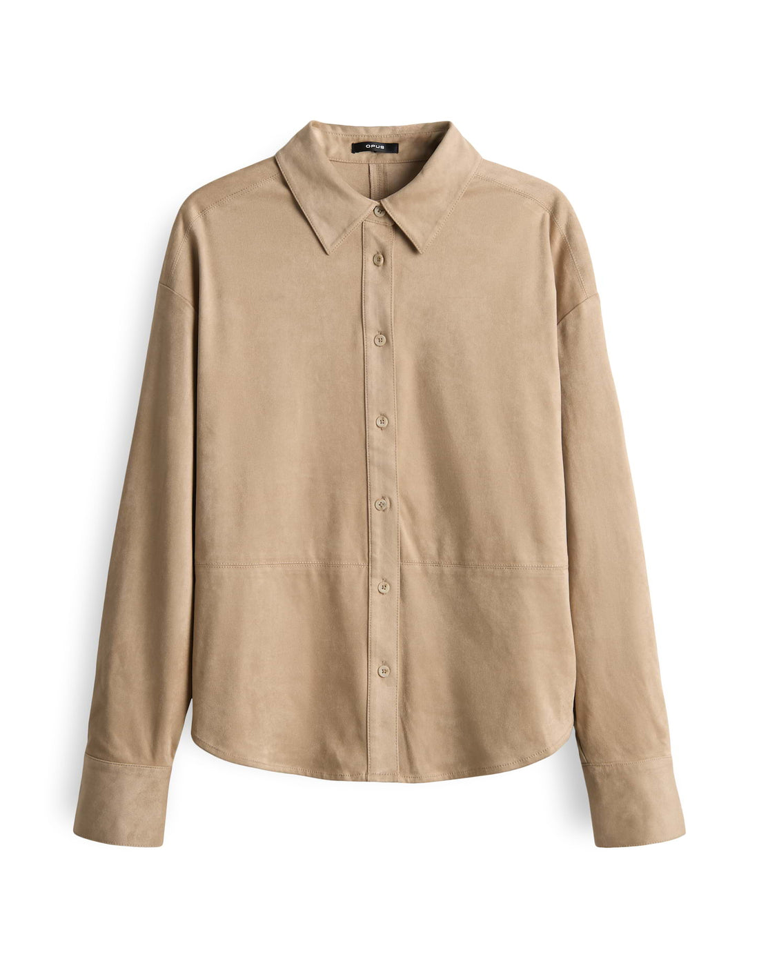 OPUS Damen Bluse Langarm Hemdbluse Lederimitat