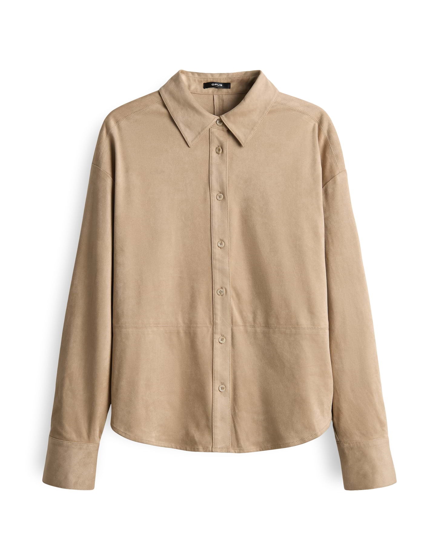 OPUS Damen Bluse Langarm Hemdbluse Lederimitat