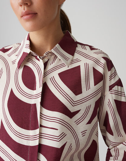 OPUS Hemdbluse Damen Bluse Oversized Viskose Polyamid Perlmuttknöpfen