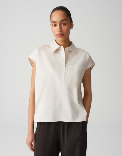 OPUS Hemdbluse Damen Kurzarm Webware elastisch Baumwolle