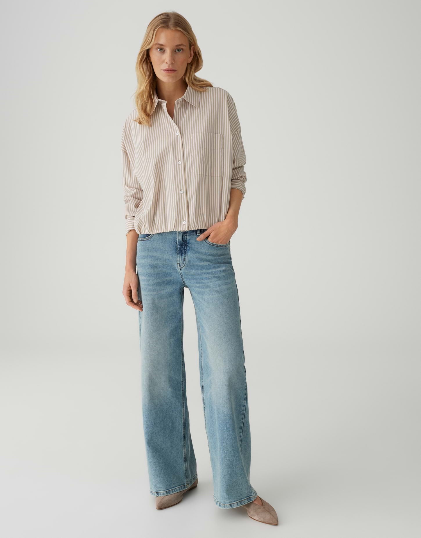 OPUS Hemdbluse Damen Ballon-Saum Webware