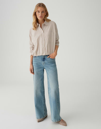 OPUS Hemdbluse Damen Ballon-Saum Webware