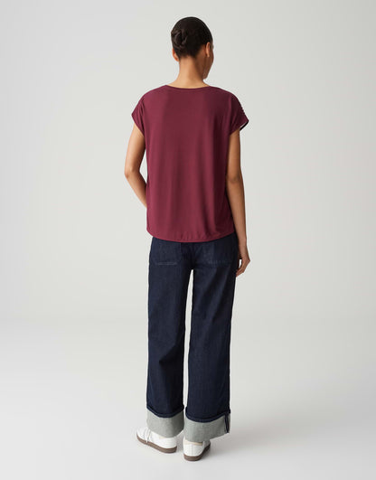 OPUS Damen T-Shirt überschnittener Kurzarm Webware glatter Griff