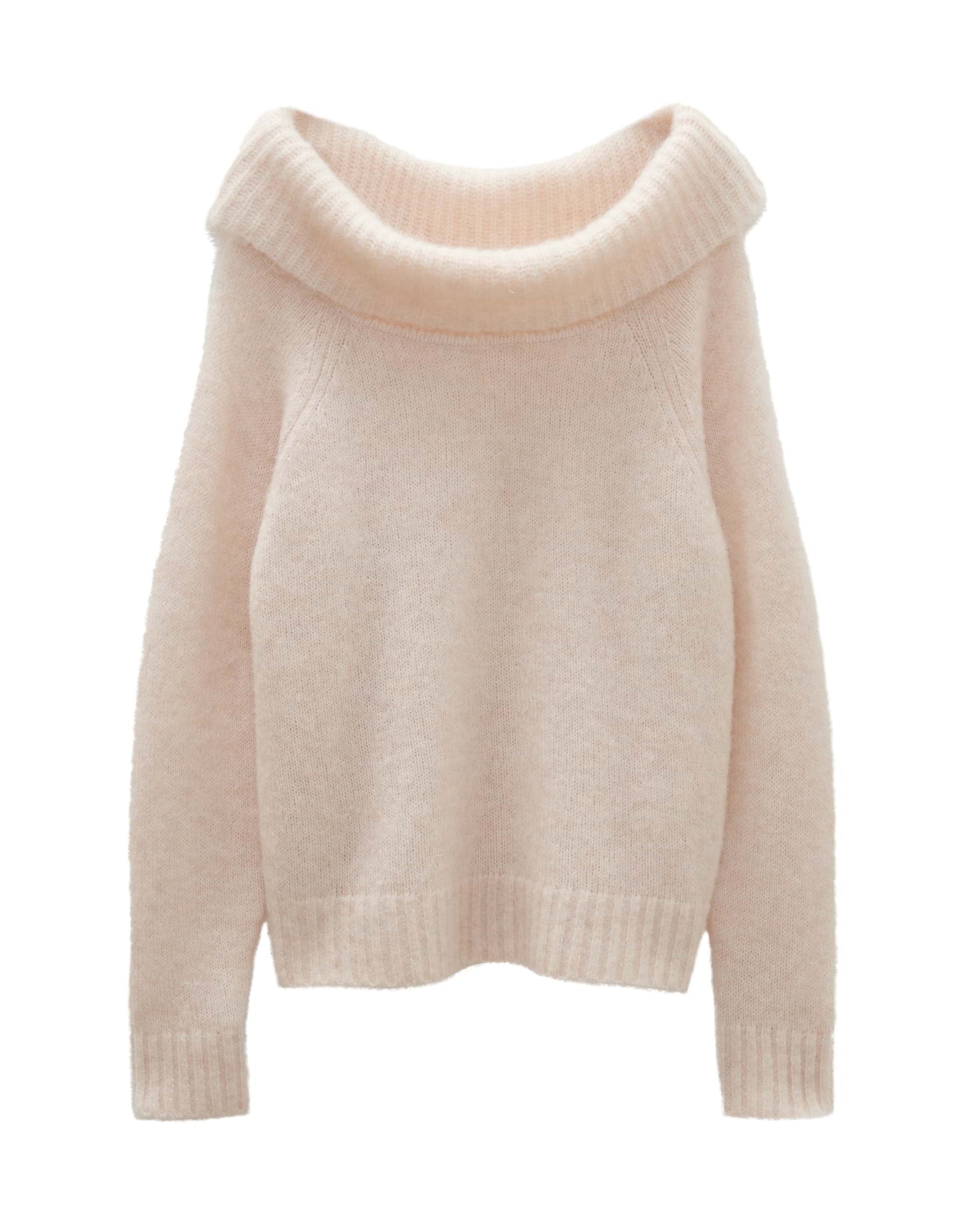 Beispielmarke Strickpullover Damen Flauschiger One-Shoulder Style
