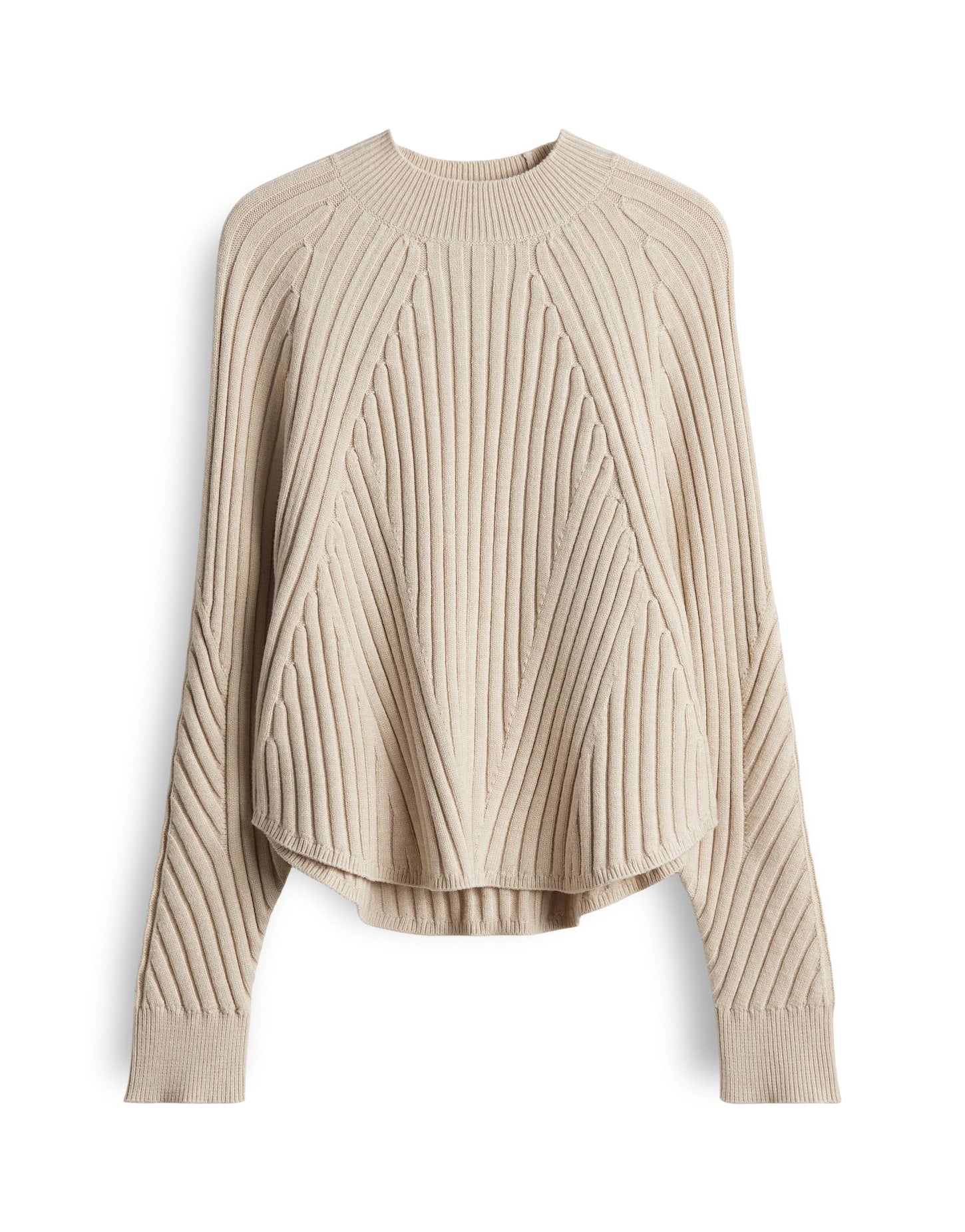 Feinstrick Pullover Damen überschnittener Langarm asymmetrische Rippstruktur