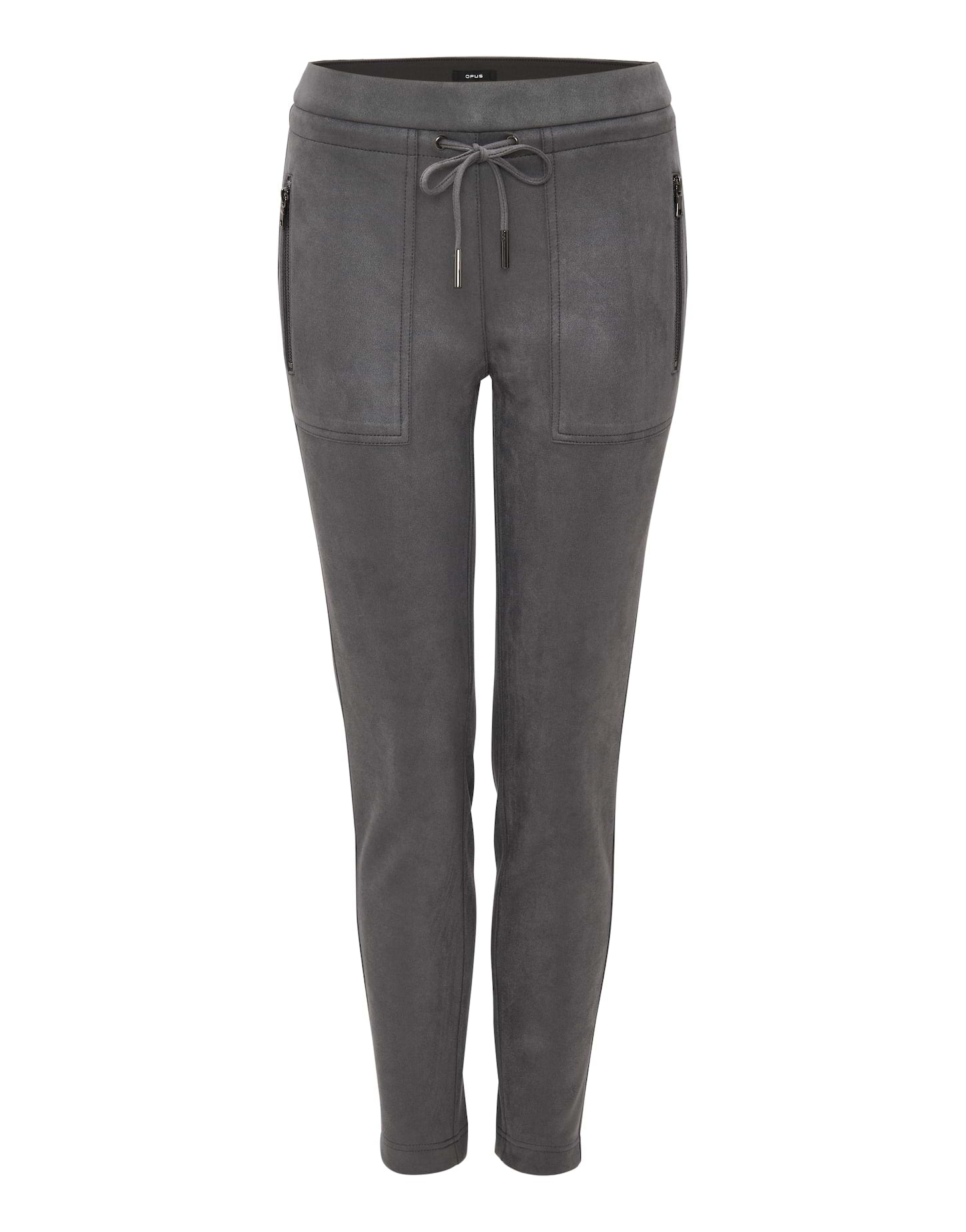 OPUS Veloursleder-Optik Slim Fit Hose Damen schwarz