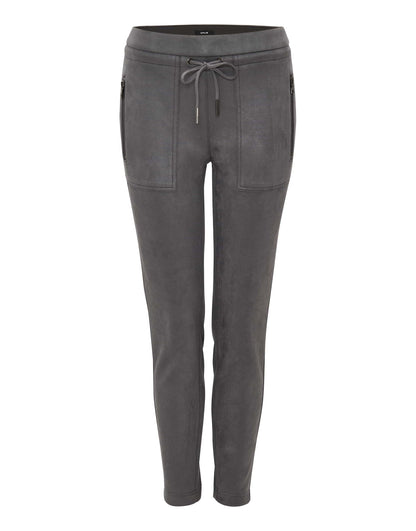 OPUS Veloursleder-Optik Slim Fit Hose Damen schwarz