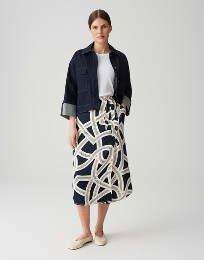 OPUS Lockeres Midi-Kleid Damen A-Linie Knotendetail Viskose