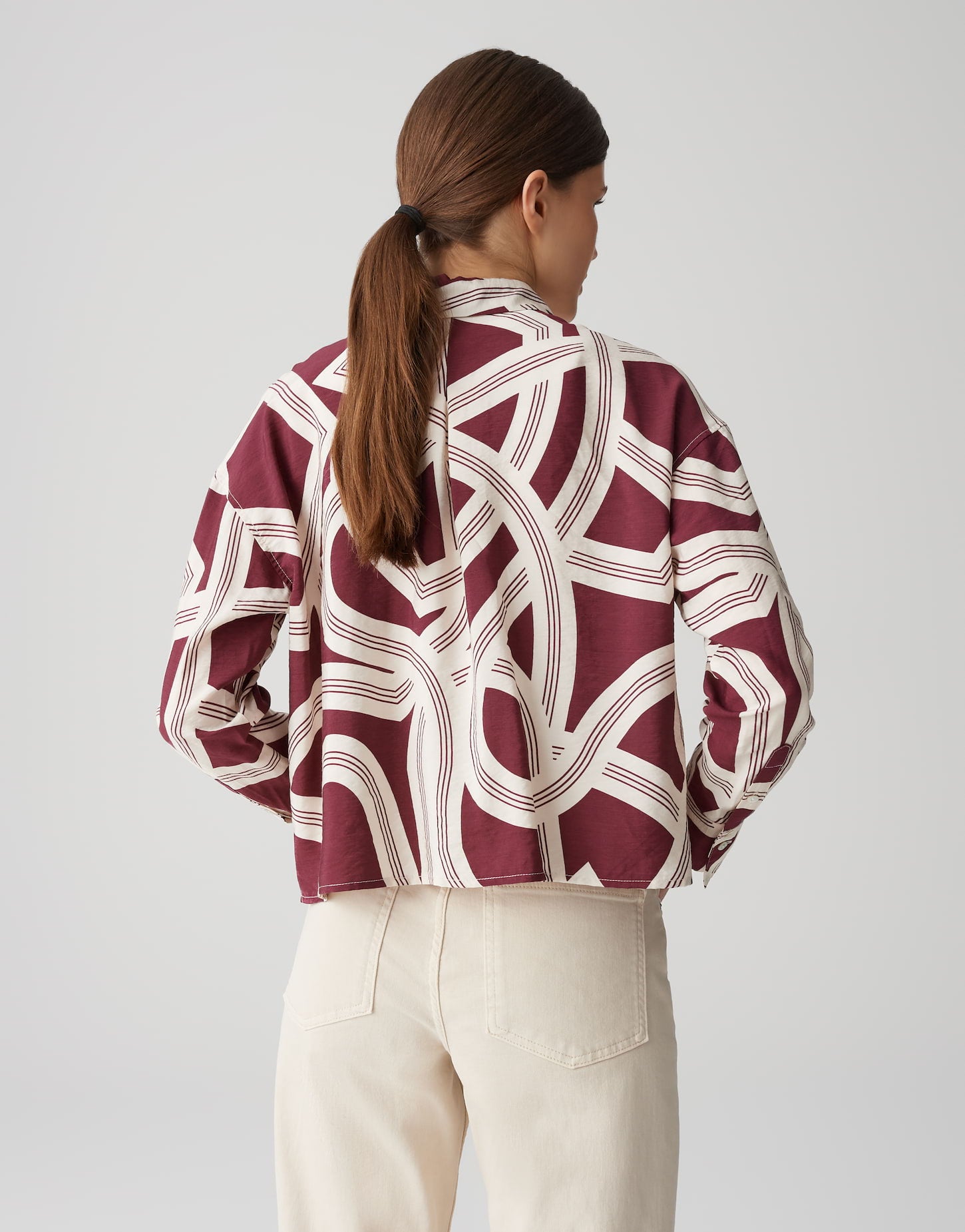 OPUS Hemdbluse Damen Bluse Oversized Viskose Polyamid Perlmuttknöpfen