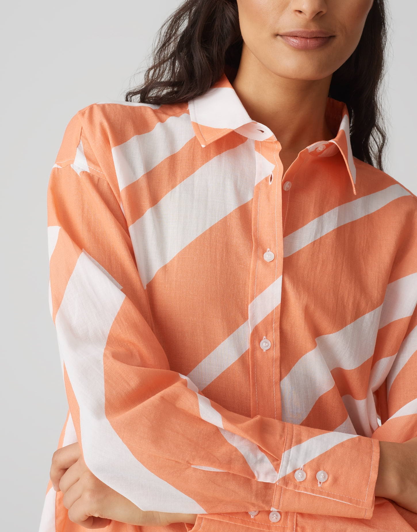 OPUS Hemdbluse Damen Leichte Baumwolle Streifenmuster