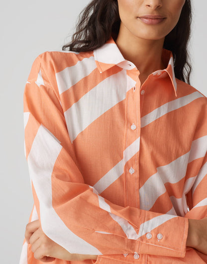 OPUS Hemdbluse Damen Leichte Baumwolle Streifenmuster