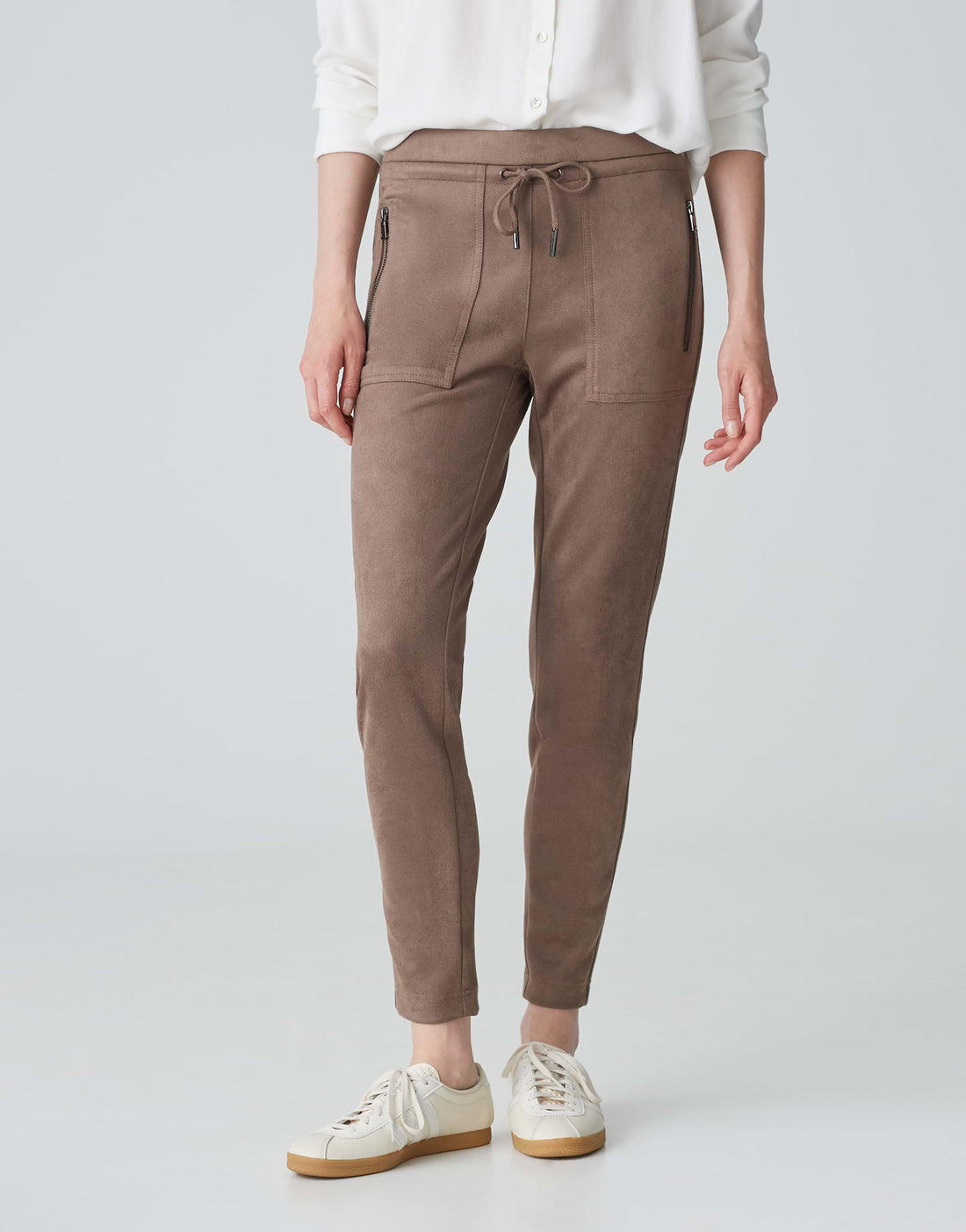 OPUS Veloursleder-Leggings Damen Schmale Passform