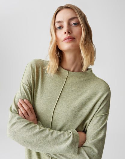 OPUS Lockeres Damen Funnel Neck Shirt mit Mélange-Effekt Jersey