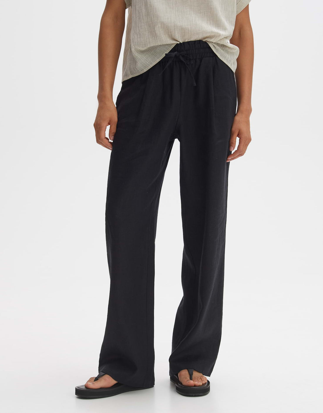 OPUS Leinenhose Wide Leg Damen Leichtgewicht