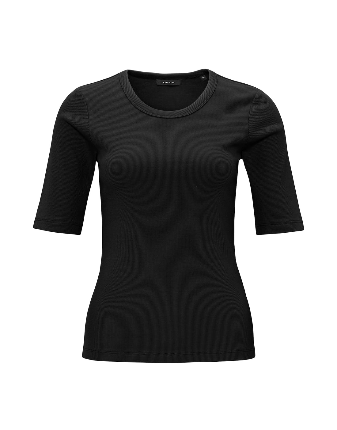 OPUS Damen T-Shirt Halbarm Slim Fit BCI Cotton Mix Rippstruktur