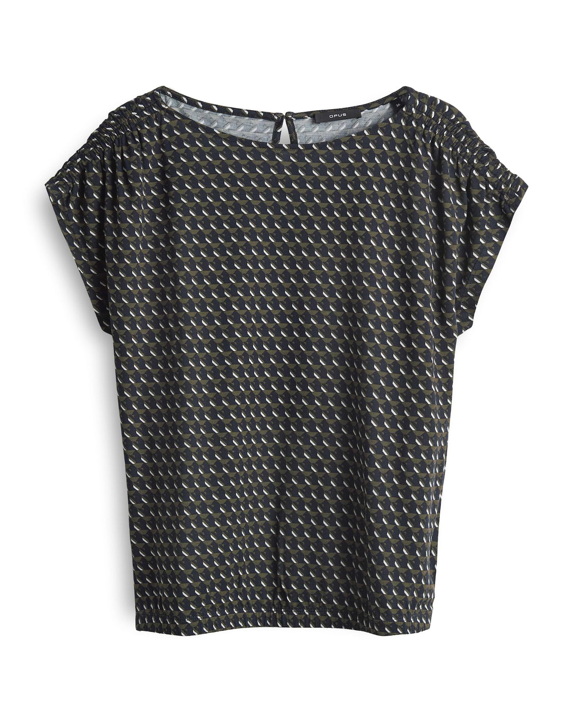 OPUS Lockeres Damen T-Shirt mit U-Boot-Ausschnitt und Raffdetail