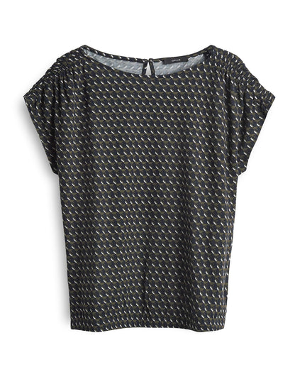 OPUS Lockeres Damen T-Shirt mit U-Boot-Ausschnitt und Raffdetail