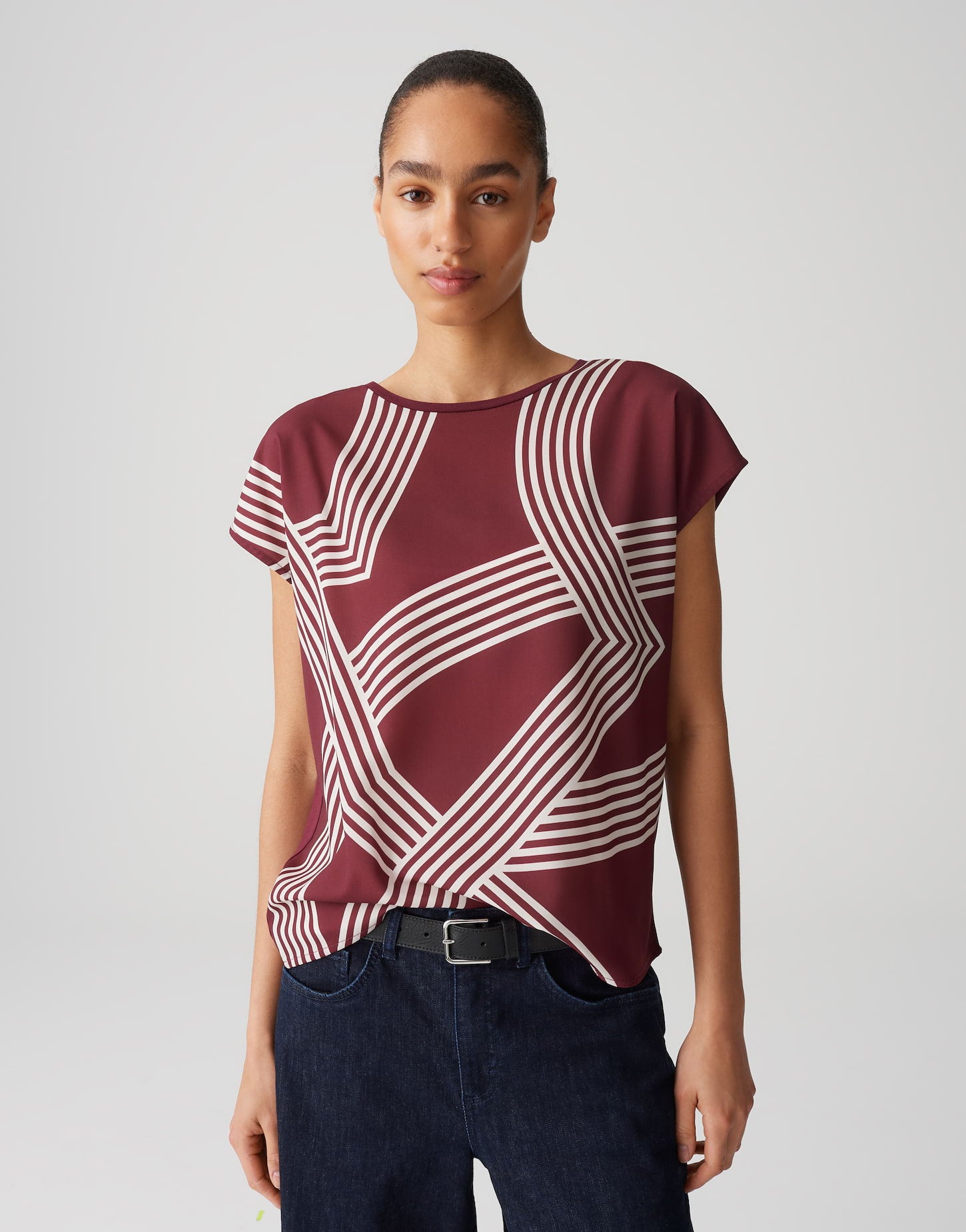 OPUS Damen T-Shirt überschnittener Kurzarm Webware glatter Griff