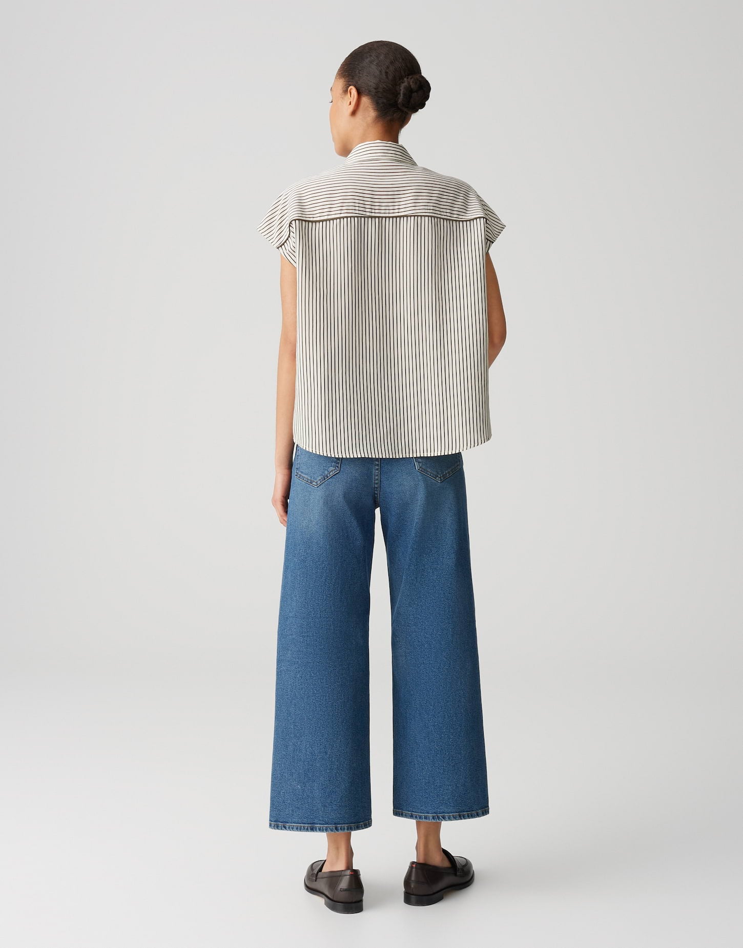 OPUS Lockeres Damen Hemd Bluse überschnittener Kurzarm gestreift Webware