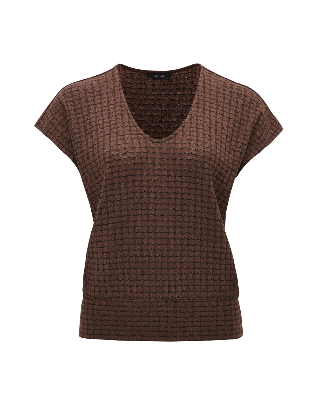 OPUS Strickshirt Damen Lockere Passform Kurzarm V-Ausschnitt