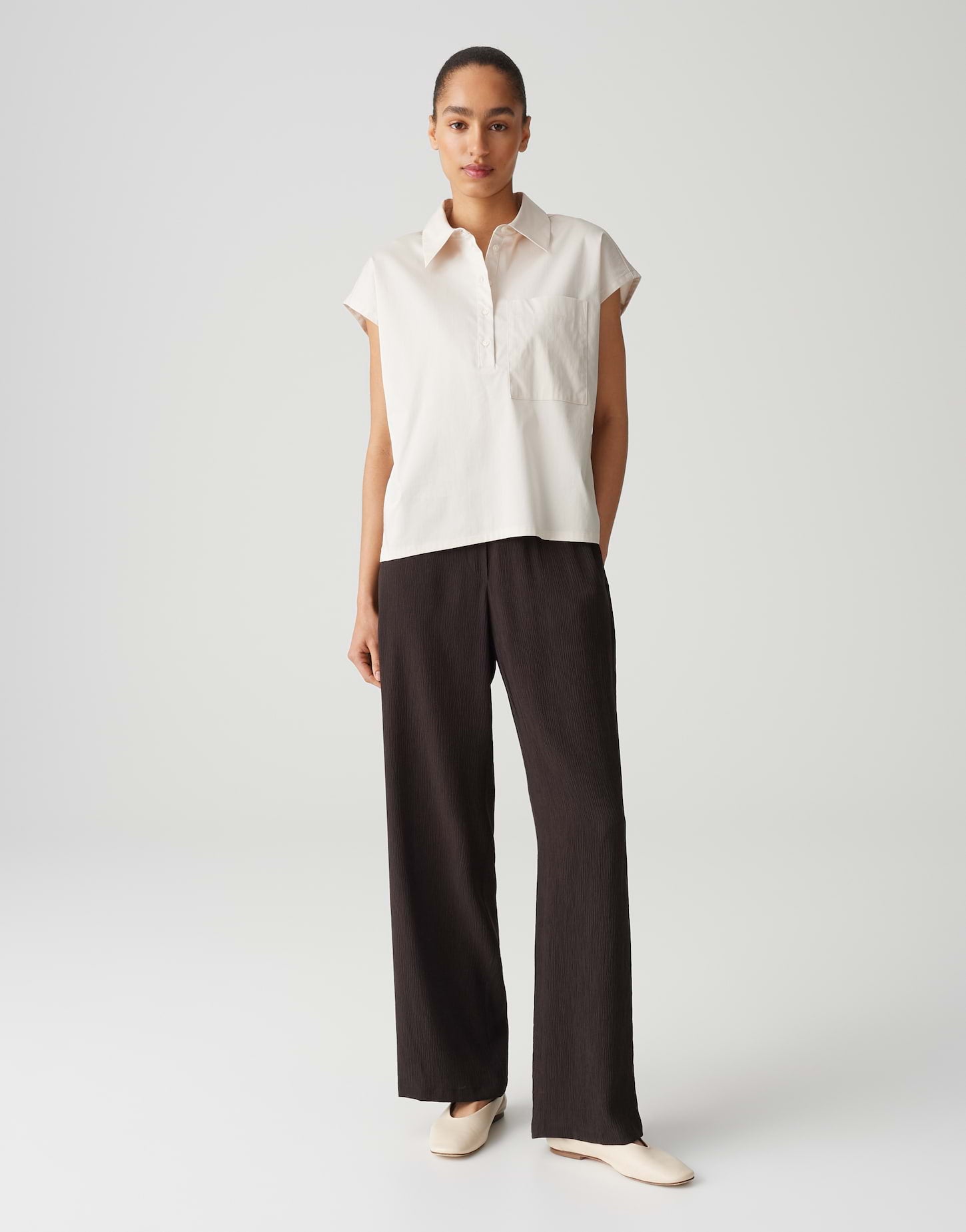 OPUS Hemdbluse Damen Kurzarm Webware elastisch Baumwolle