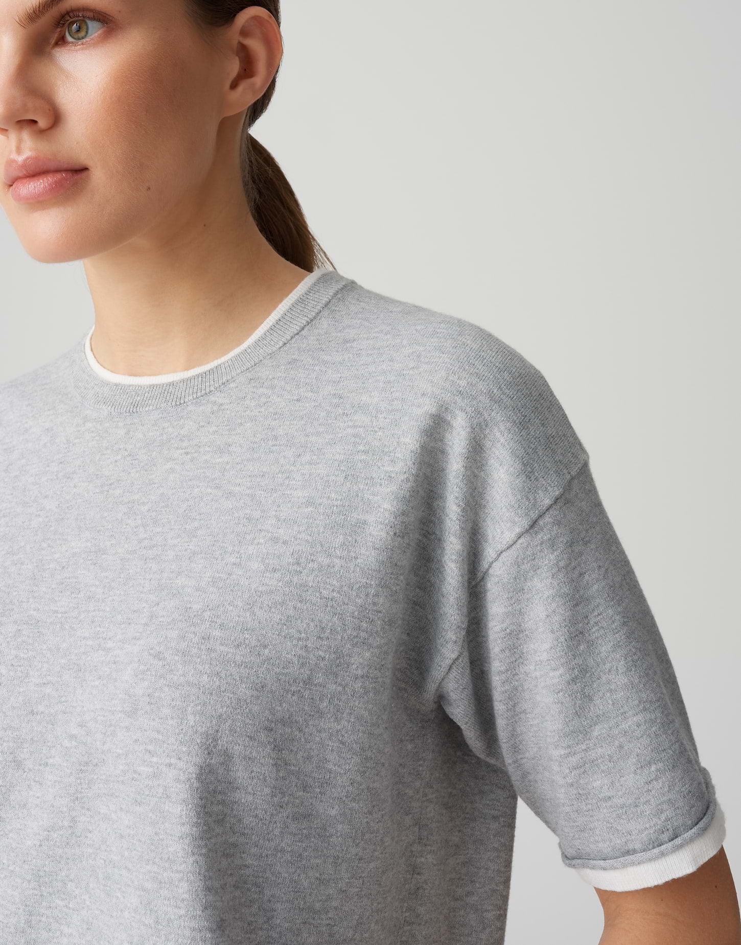 OPUS Damen Feinstrickpullover Boxy Silhouette Kurzarm Rundhalsausschnitt