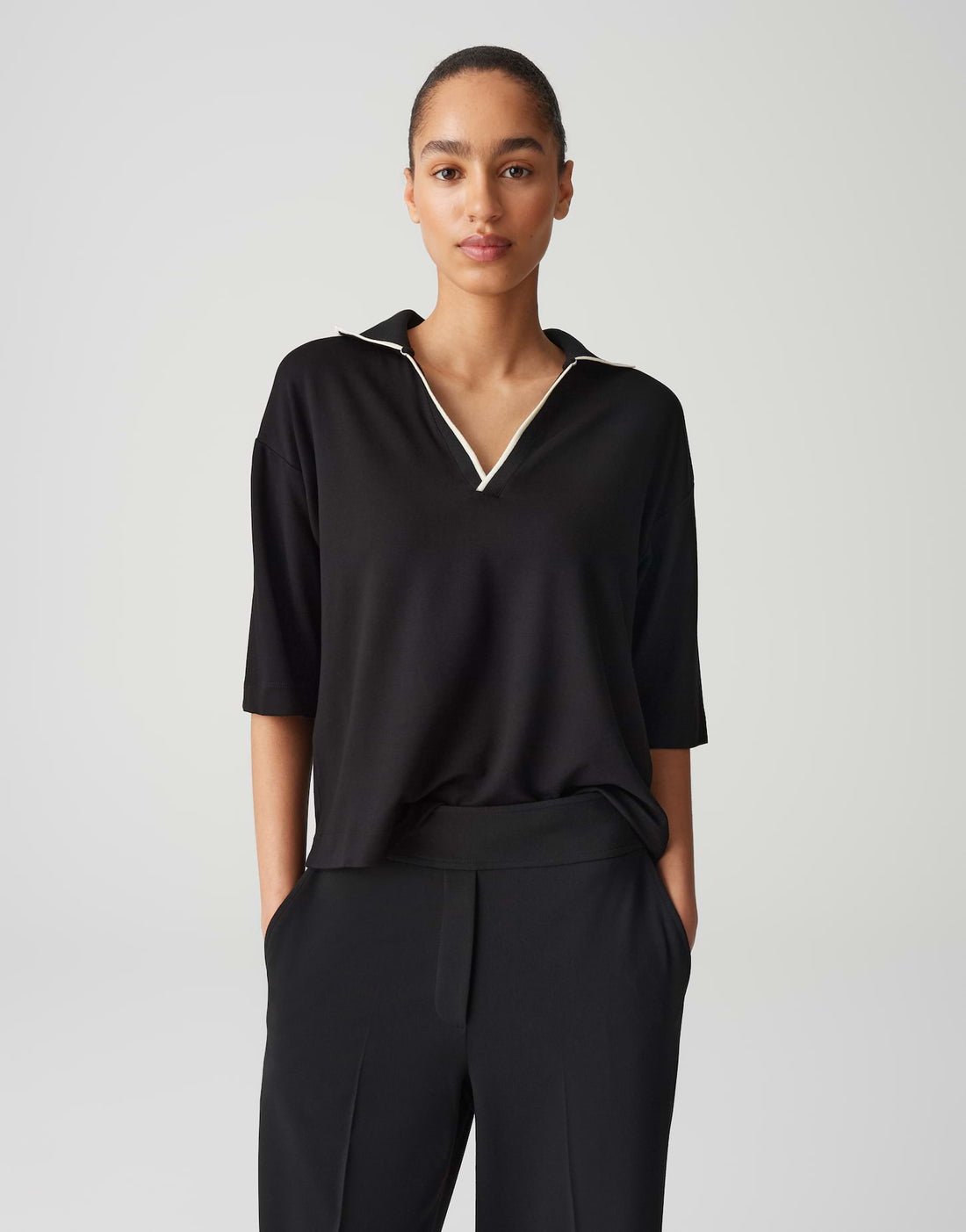 OPUS Damen Polo-Shirt Halbarm V-Ausschnitt