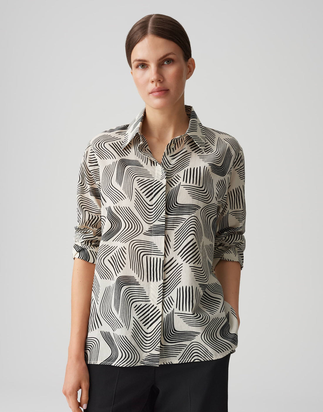 OPUS Lockeres Damen Blusenshirt mit Hemdblusenkragen