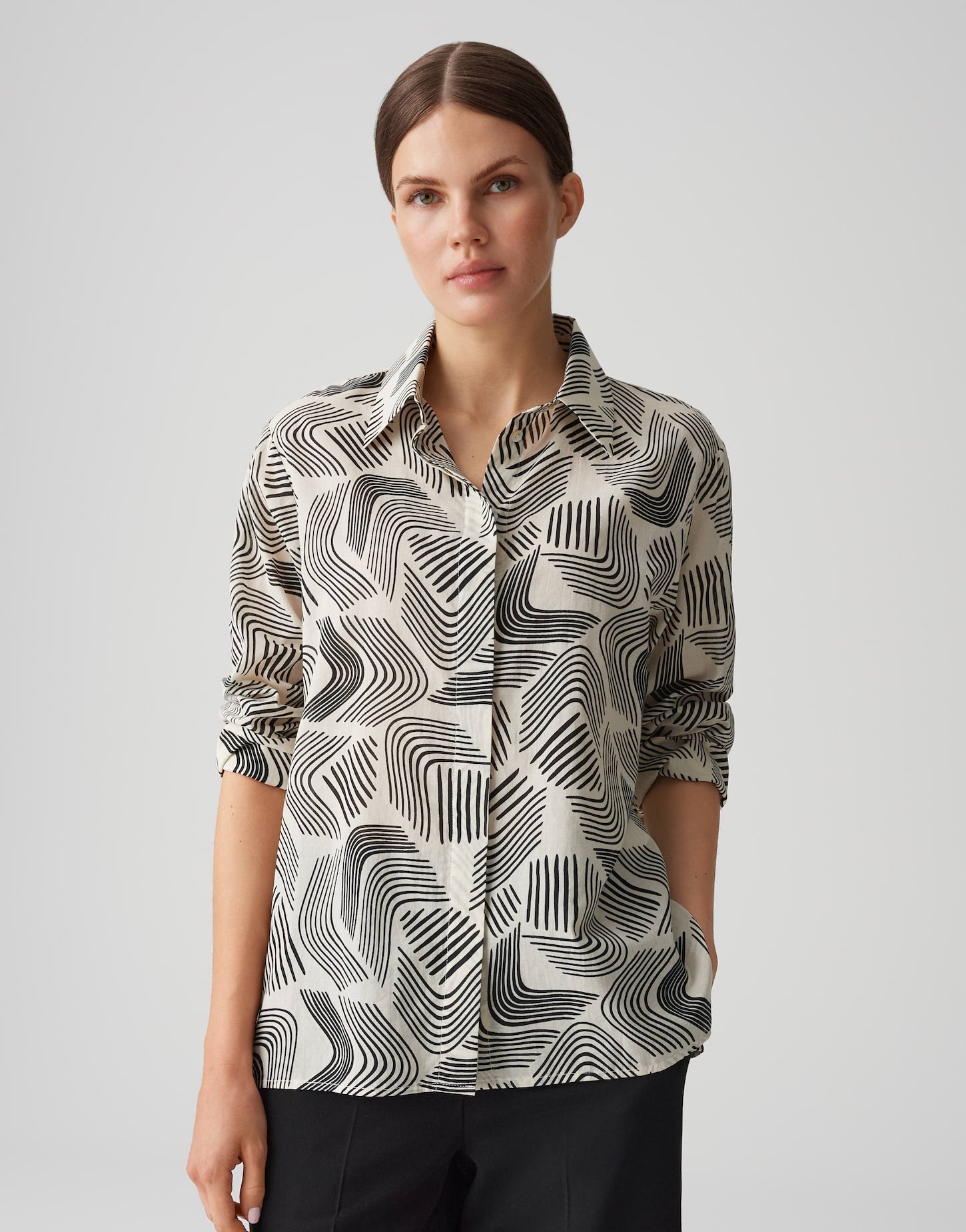 OPUS Lockeres Damen Blusenshirt mit Hemdblusenkragen