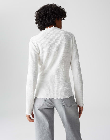 OPUS Damen Funnel Neck Langarmshirt 3D Struktur elastisch