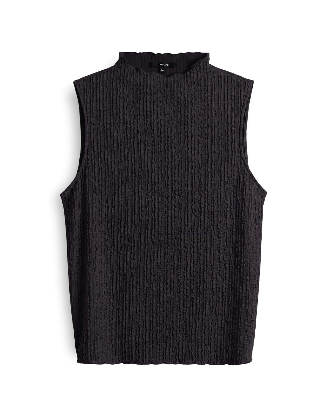 OPUS Damen Ärmelloses Crinkle Jersey Top Stehkragen