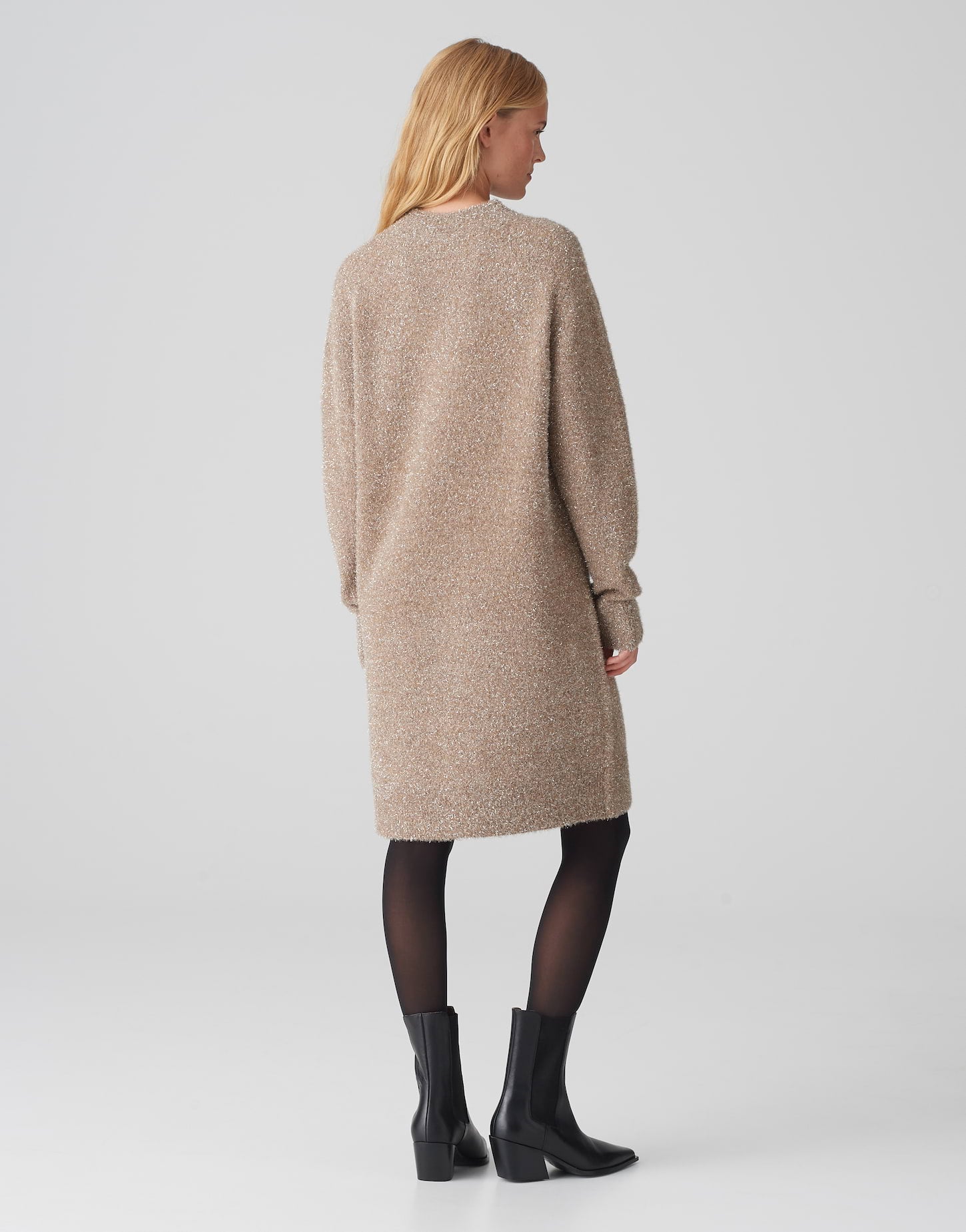 OPUS Strickkleid Knielang Damen Flauschiger Griff
