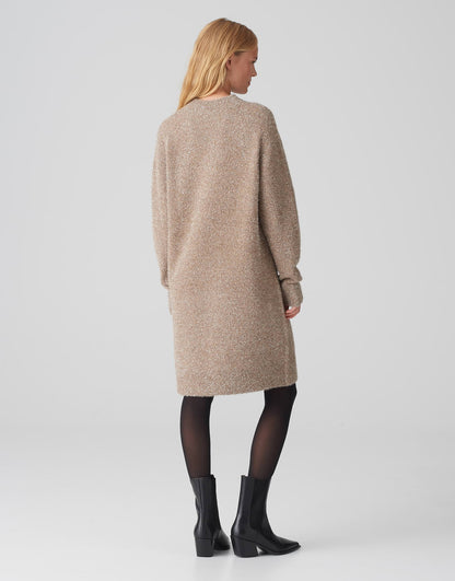 OPUS Strickkleid Knielang Damen Flauschiger Griff