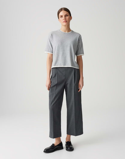 OPUS Damen Feinstrickpullover Boxy Silhouette Kurzarm Rundhalsausschnitt