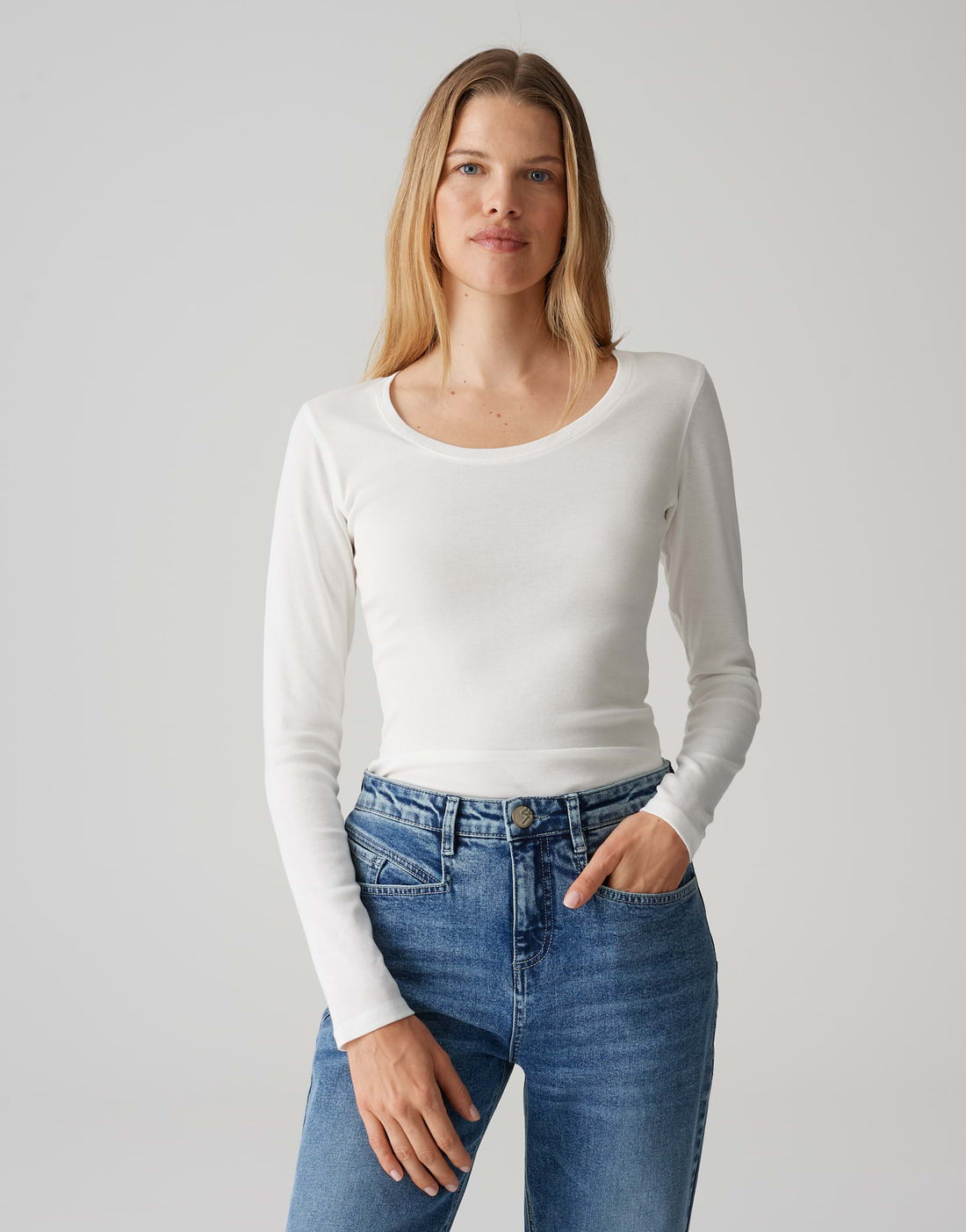 OPUS Langarmshirt Damen schmal geschnitten weicher Griff